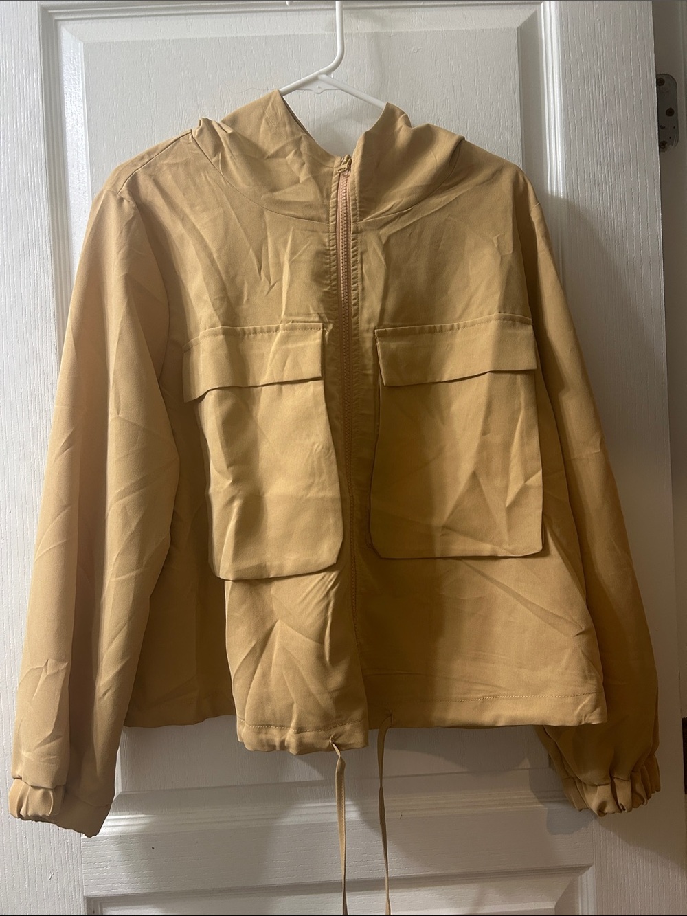 Lightweight Hooded Bomber Jacket in Tan